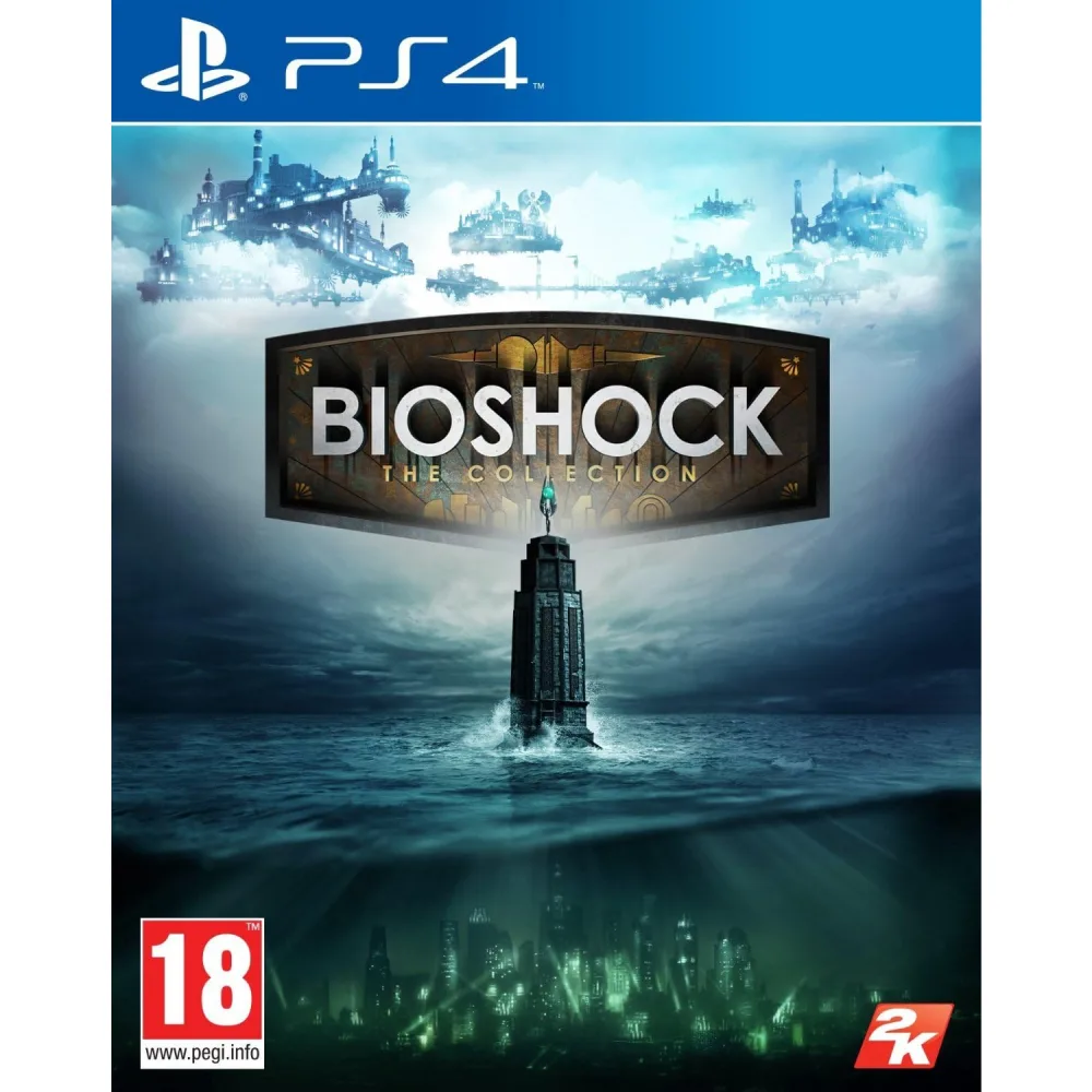 Bioshock The Collection PS4 – tai trijų kultinių žaidimų rinkinys su atnaujinta grafika ir turiniu, kuriame kiekviena dalis siūlo unikalų pasaulį.