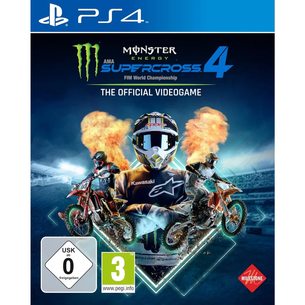 Monster Energy Supercross 4 PS4 – intensyvus sporto žaidimas, perteikiantis oficialią „Supercross“ patirtį su trasomis ir adrenalino kupinomis varžybomis.