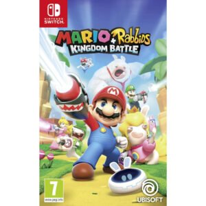 Mario + Rabbids Kingdom Battle Nintendo Switch – spalvingas strateginis nuotykis, jungiantis „Mario“ pasaulį su pašėlusiais „Rabbids“ personažais.