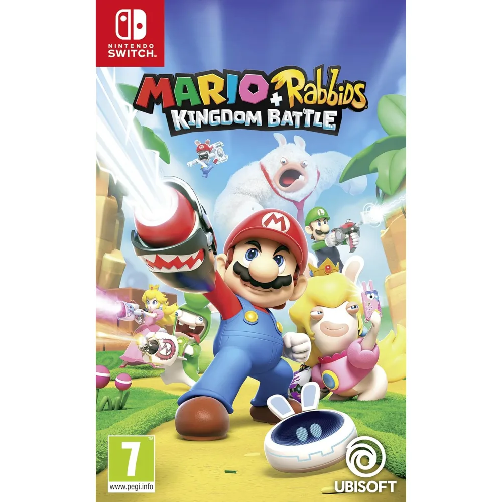 Mario + Rabbids Kingdom Battle Nintendo Switch – spalvingas strateginis nuotykis, jungiantis „Mario“ pasaulį su pašėlusiais „Rabbids“ personažais.