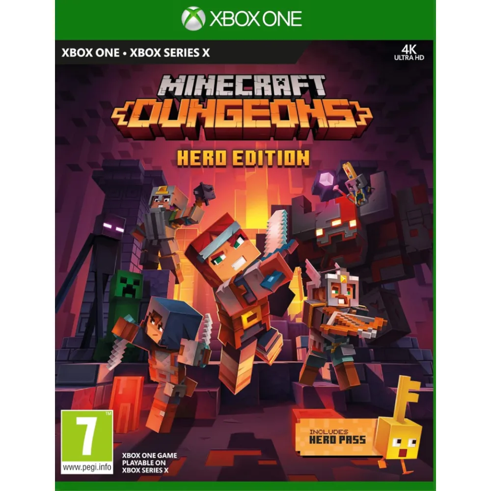 Minecraft Dungeons Hero Edition Xbox One / Xbox Series X – veiksmo kupinas nuotykis, įkvėptas klasikinio dungeon crawler stiliaus su Minecraft visata.