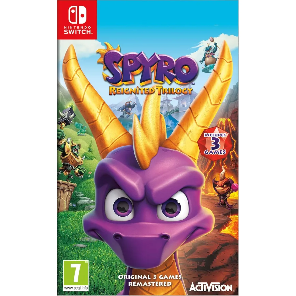 Spyro Reignited Trilogy Nintendo Switch suteikia spalvingą nuotykių patirtį, kupiną drakonų, magijos, paslapčių, iššūkių, priešų, atradimų ir linksmybių.