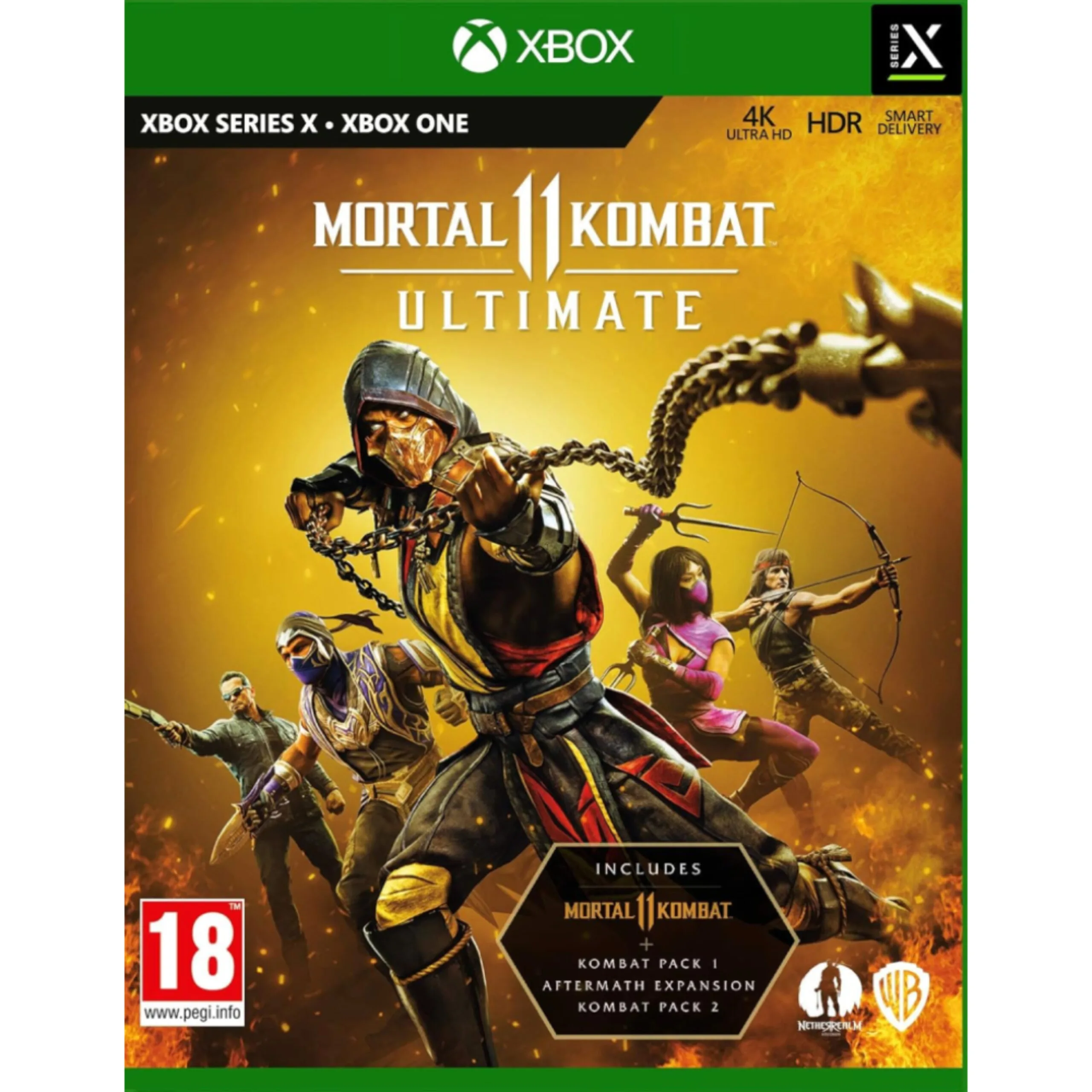 Mortal Kombat 11 Ultimate Xbox One / Xbox Series X sujungia pagrindinį žaidimą, istorijos plėtinį ir visus personažus į vieną paketą.
