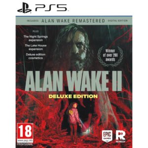 Alan Wake 2 Deluxe Edition PS5 pasakoja rašytojo Alan Wake kovą su tamsos jėgomis. Intensyvi atmosfera ir paslaptingas pasaulis kuria nenuspėjamą nuotykį.