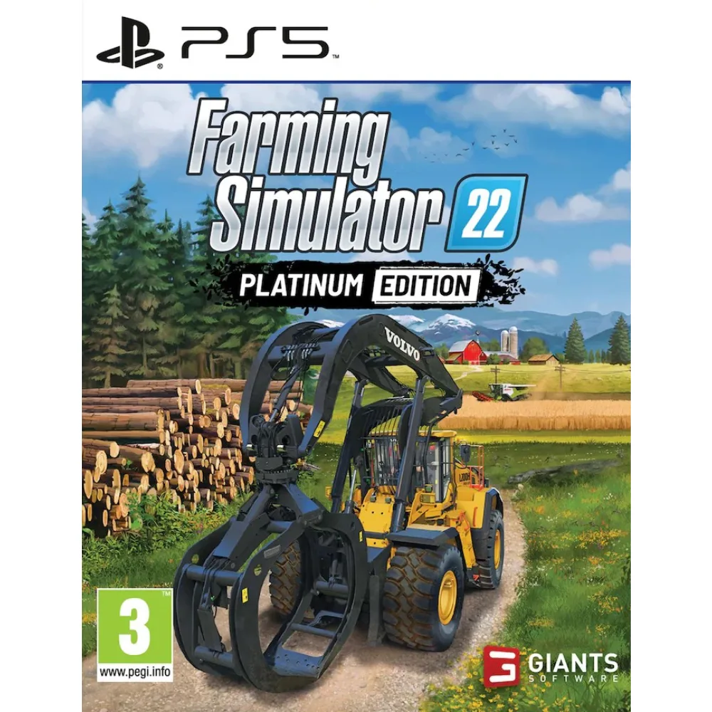 Farming Simulator 22 Platinum Edition PS5 suteikia galimybę pasinerti į modernią ūkininkavimo patirtį su įvairiais pasėliais, technika ir iššūkiais.