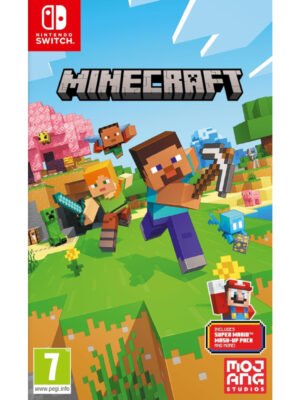 Minecraft Nintendo Switch suteikia galimybę pasinerti į neribotą kūrybos ir nuotykių pasaulį, kuriame galima statyti, tyrinėti ir išgyventi.