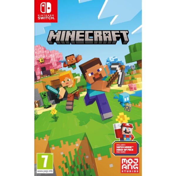 Minecraft Nintendo Switch suteikia galimybę pasinerti į neribotą kūrybos ir nuotykių pasaulį, kuriame galima statyti, tyrinėti ir išgyventi.
