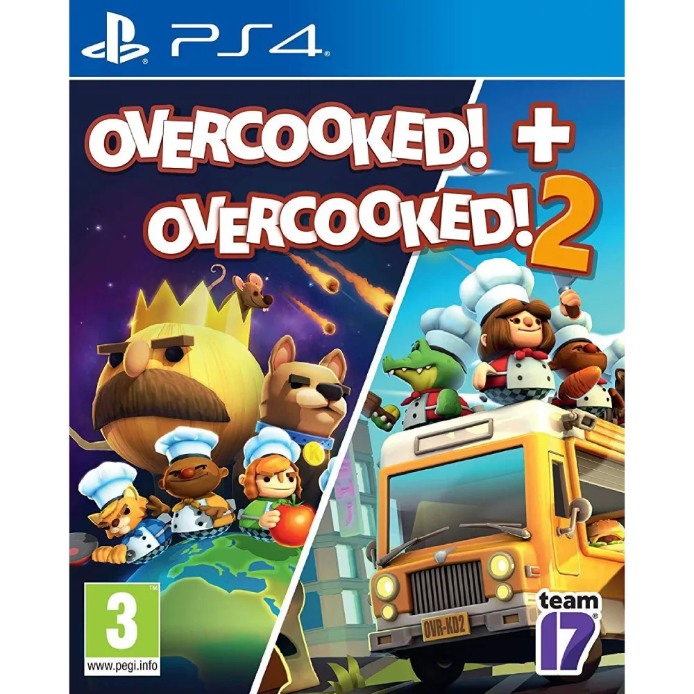 Overcooked + Overcooked 2 PS4 – pašėlęs kulinarinis nuotykis, kupinas chaoso, bendradarbiavimo ir smagių virtuvės iššūkių draugų kompanijoje.